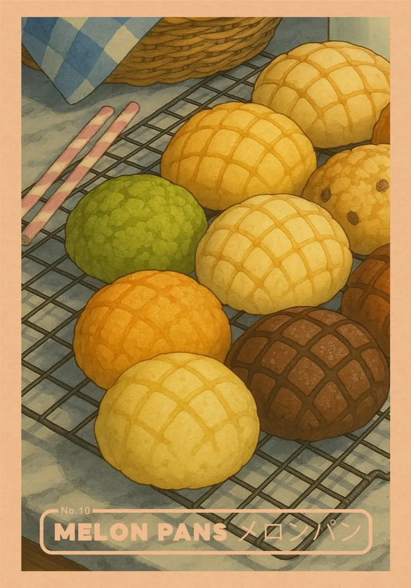 Anime-style Melon pans - Japanese food series No. 10 Backlit Folie von japanfox