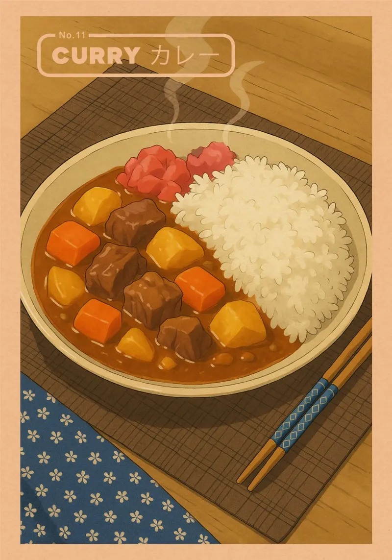 Anime-style Japanese Curry - Japanese food series No. 11 Acryl-Glas von japanfox