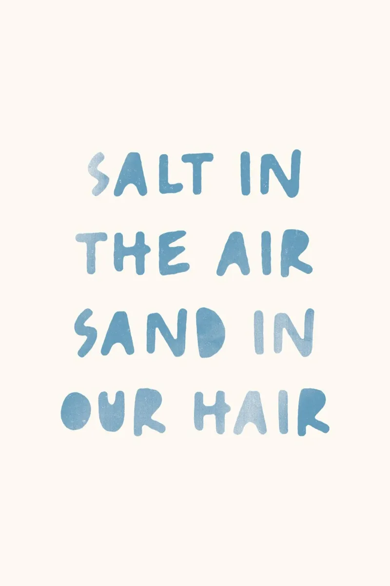 Salty Air Blue Typography Ocean Beach Art Hahnemühle von Farlane