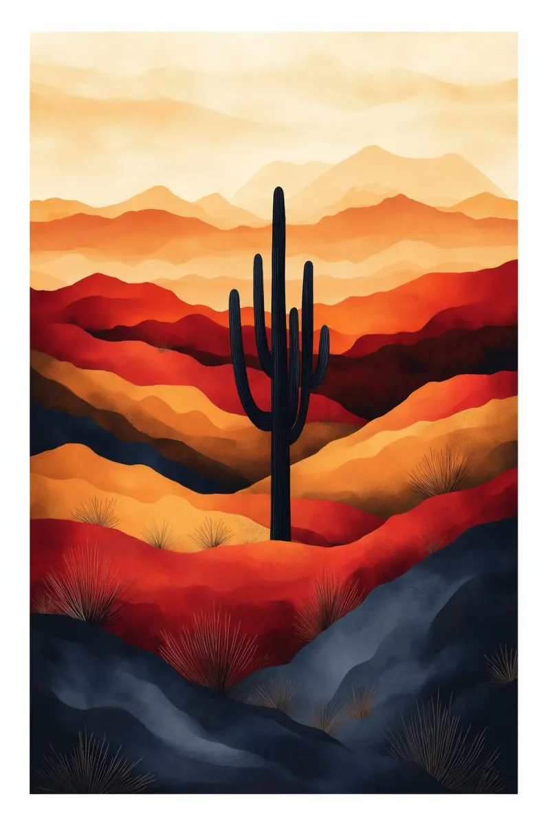 Saguaro Cactus Zuidwest Nationaal Park Kunst poster met kunststof frame van Farlane