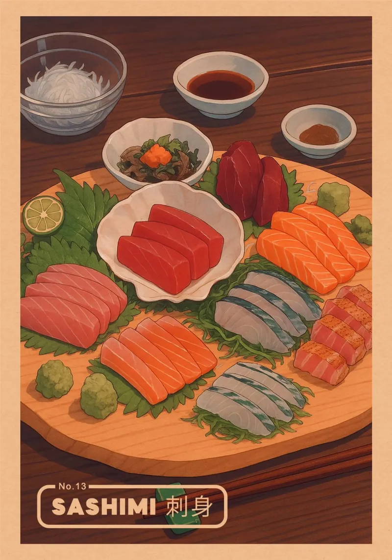Set di sashimi in stile anime - Serie di piatti giapponesi n. 12 pellicola backlit da japanfox