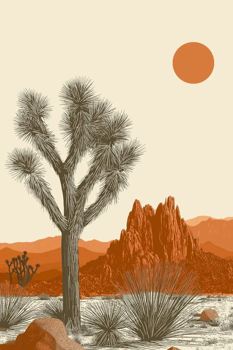 Joshua Tree Southwest Cactus Art poster da Farlane