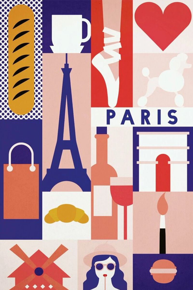 Iconic Paris Poster von The Cartography Collection