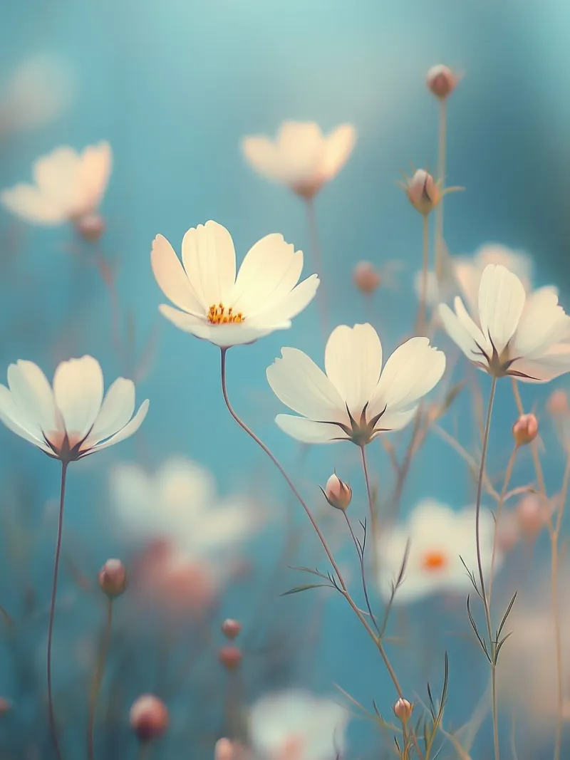 Romantische witte bloemen poster van Carinaprint