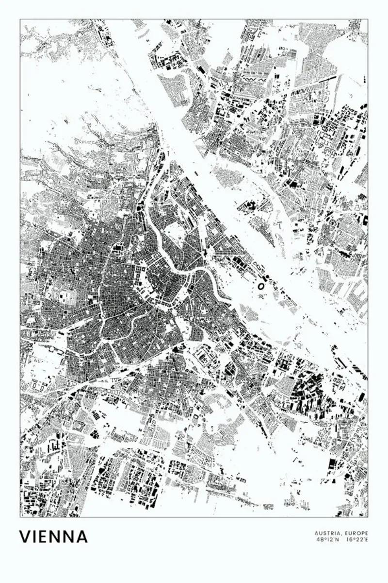 Vienna poster con telaio in legno da The Cartography Collection