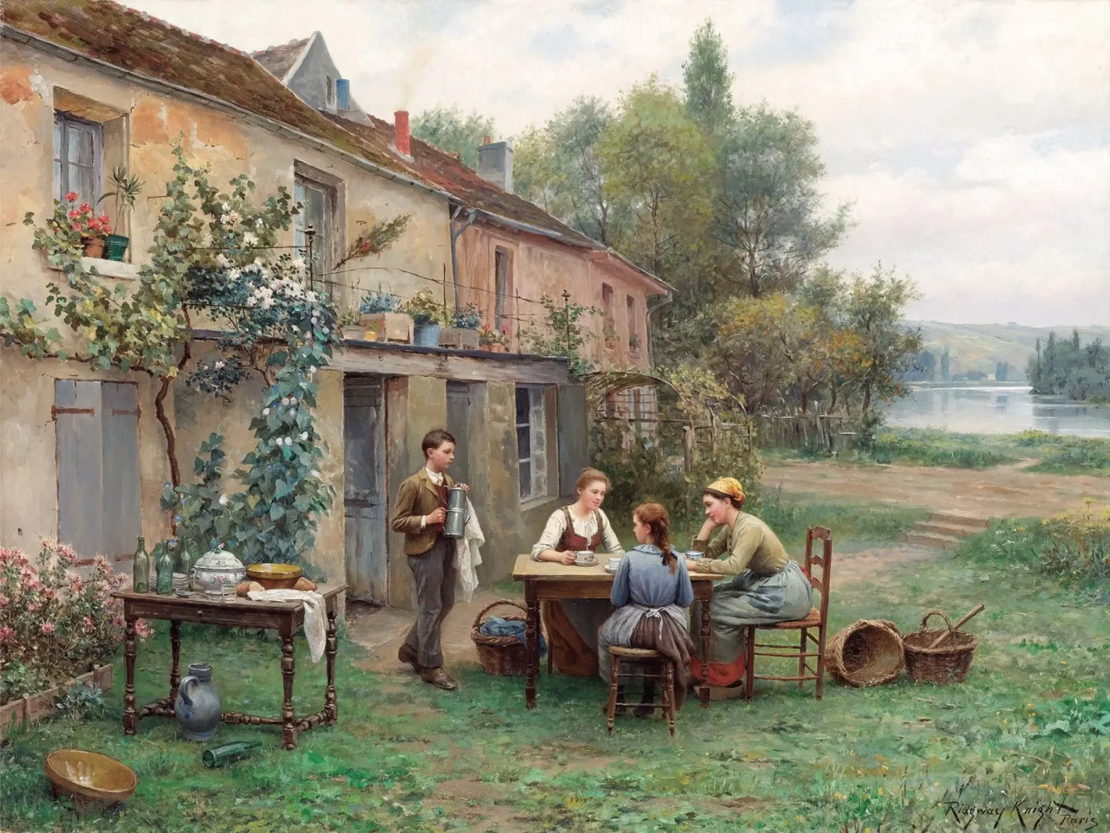 Rustic Coffee in the garden Hahnemühle von apoloprints