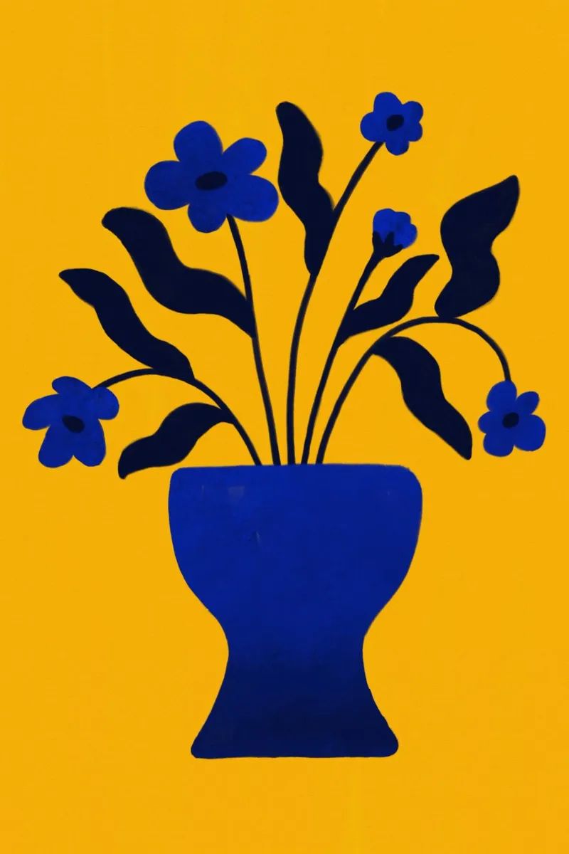Minimalist abstract flower in a vase canvas by Floral by Tida