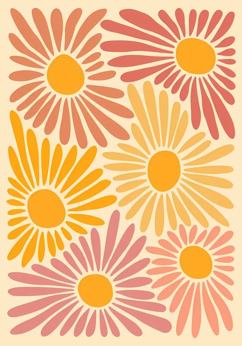 Fiori vintage estetici Margherite retrò poster con telaio in legno da diedrich