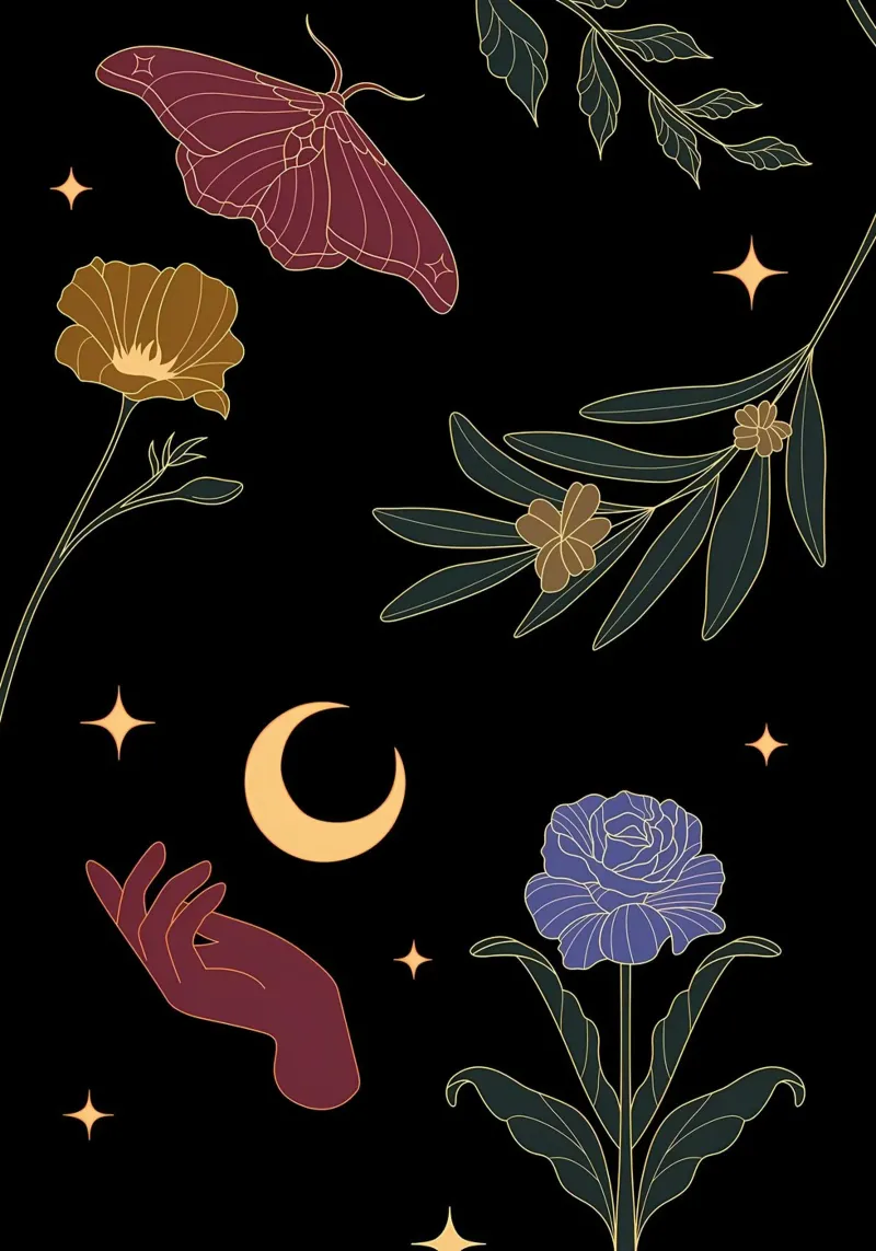 Estetica Fiori Vintage Retro Cool Notte Stellata poster con telaio in plastica da diedrich