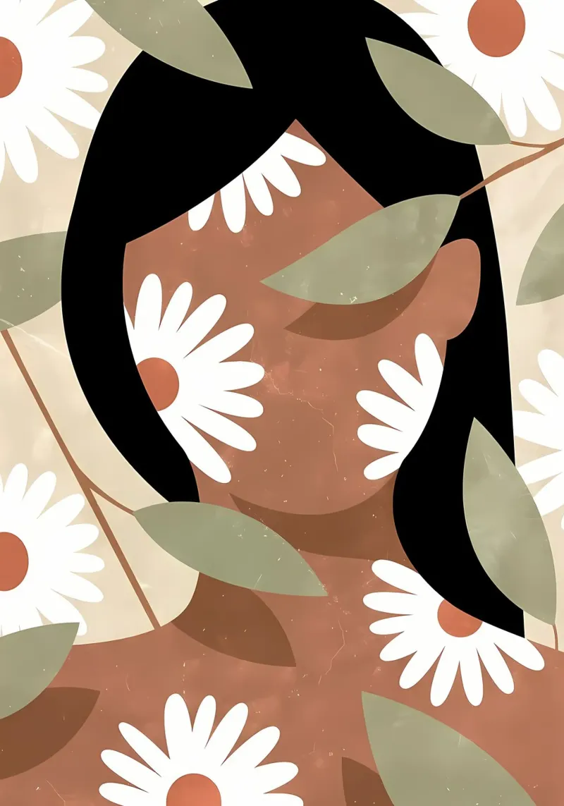 Donna e margherite Estetica Fiori Vintage Retro pellicola backlit da diedrich