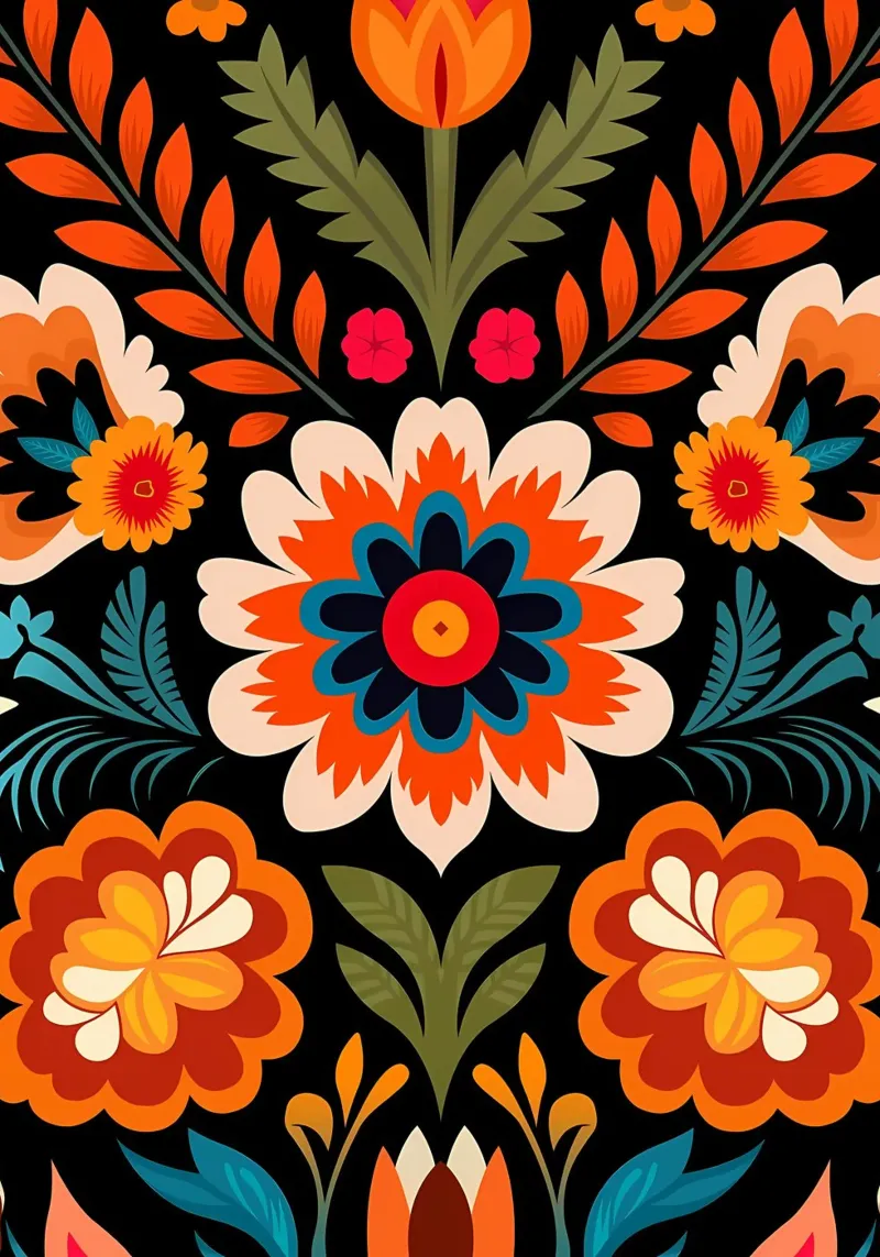 Esthetische Vintage Bloemen Retro Kleurrijke Bloemsierkunst canvas met Baklijst van diedrich