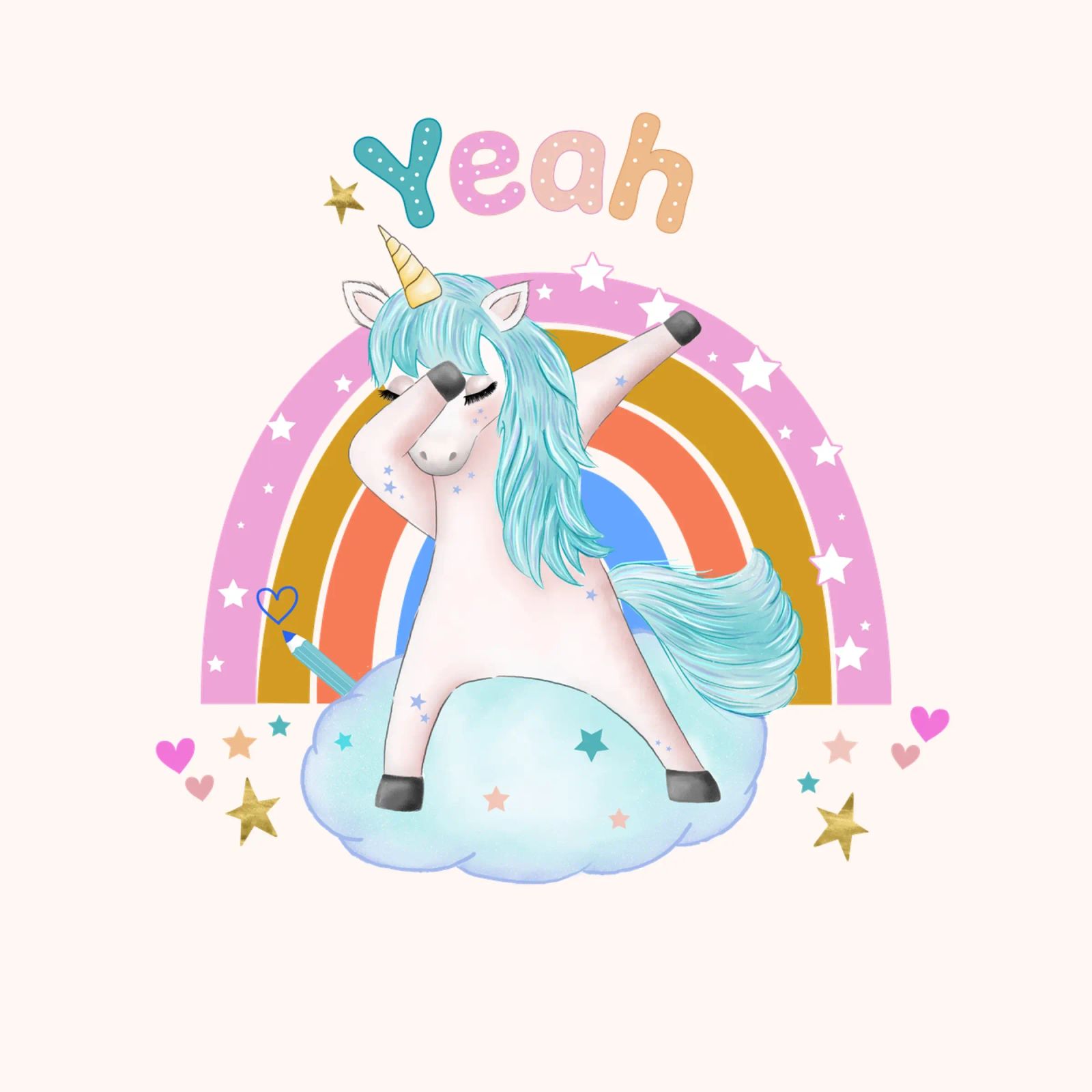 Simpatico unicorno. Con arcobaleno. pellicola backlit da CalliLetters
