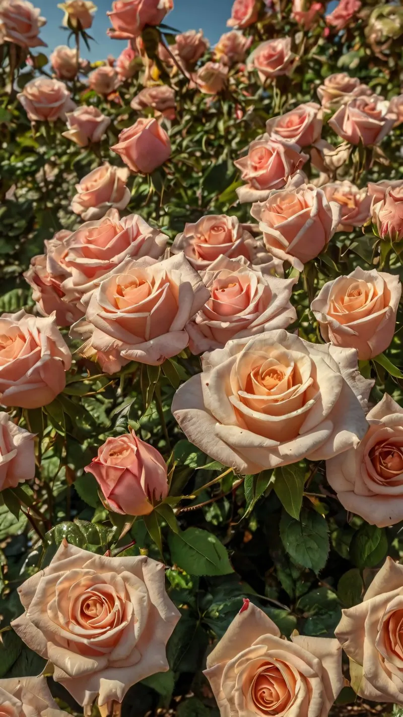 Bellissime rose di pesco in fiore in un giardino vibrante pellicola backlit da DesignDoodle
