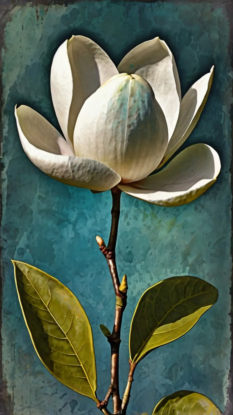 Un bel fiore di magnolia si erge alto pellicola backlit da DesignDoodle