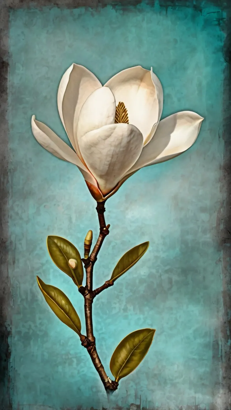 Elegante fiore di magnolia bianca in piena fioritura su un sfondo di colore scuro. pellicola backlit da DesignDoodle