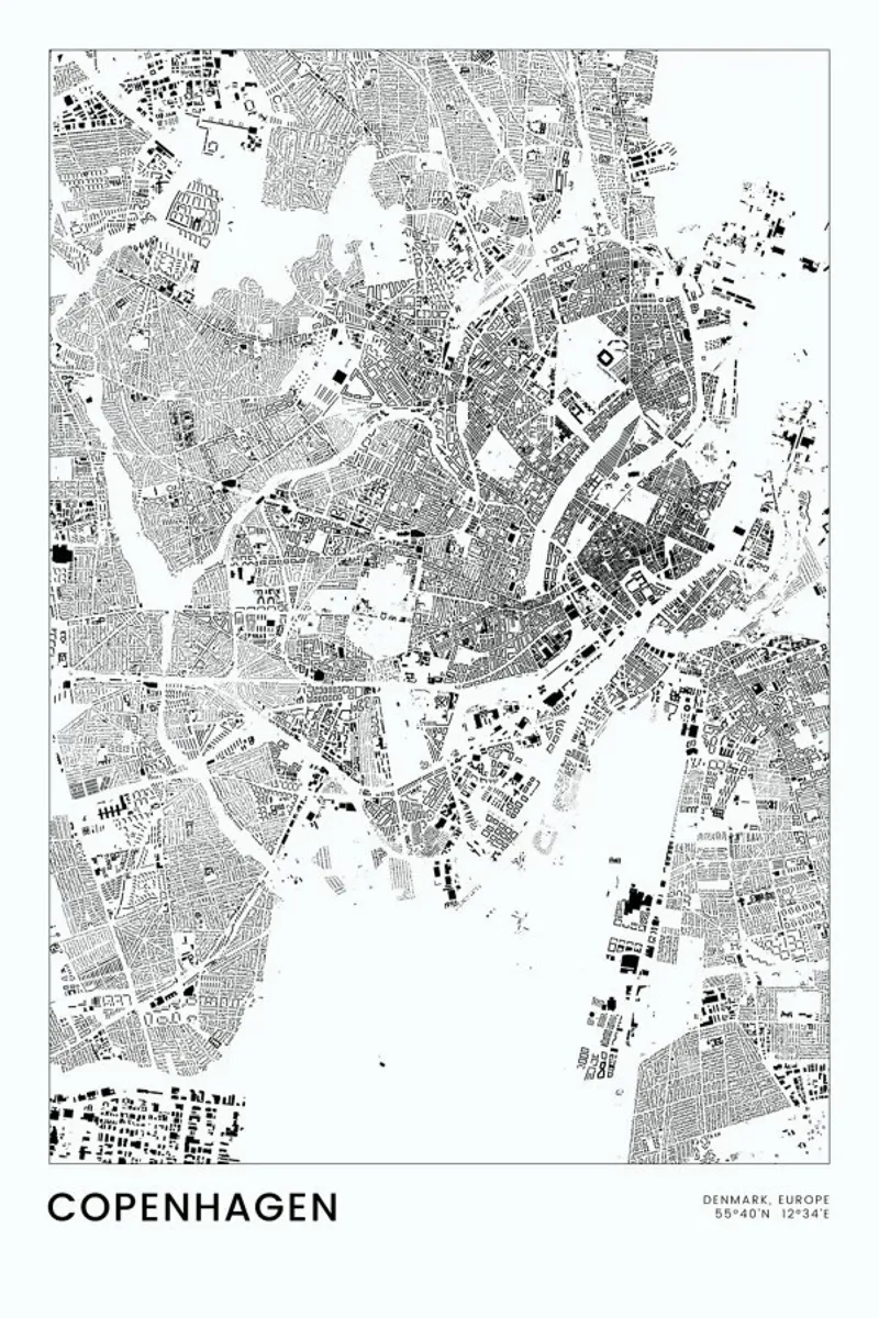 Copenhagen pellicola backlit da The Cartography Collection