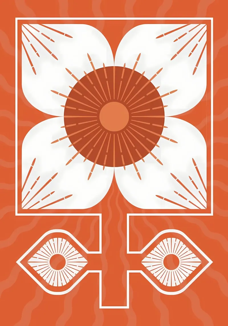 Abstraktes Retro-Blumen-Design Poster mit Aluminium Rahmen von diedrich