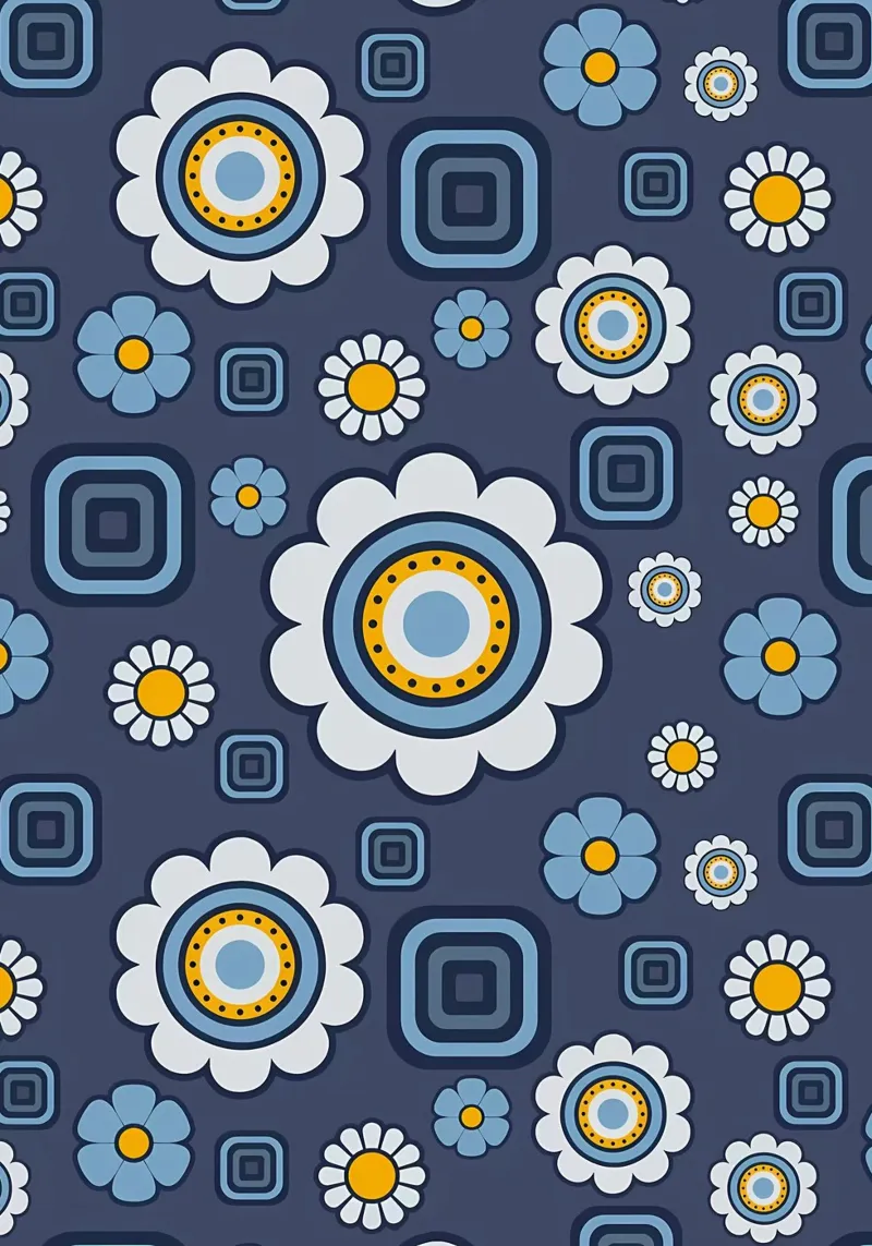 Motivo a quadri e fiori retrò poster da diedrich