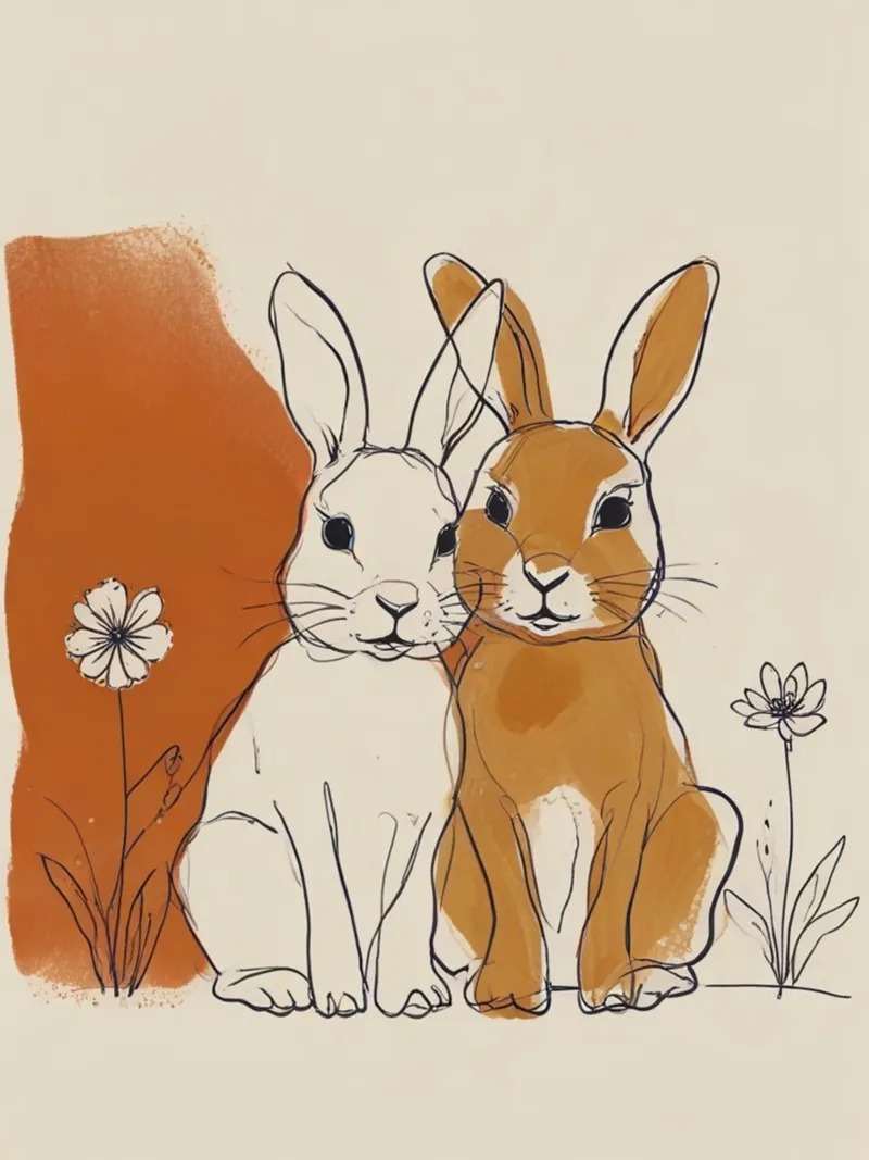 Bunny with brown background canvas by ArtDesign by KBK