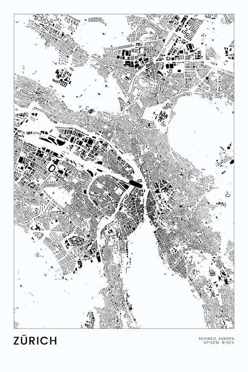 Zürich backlit folie van The Cartography Collection