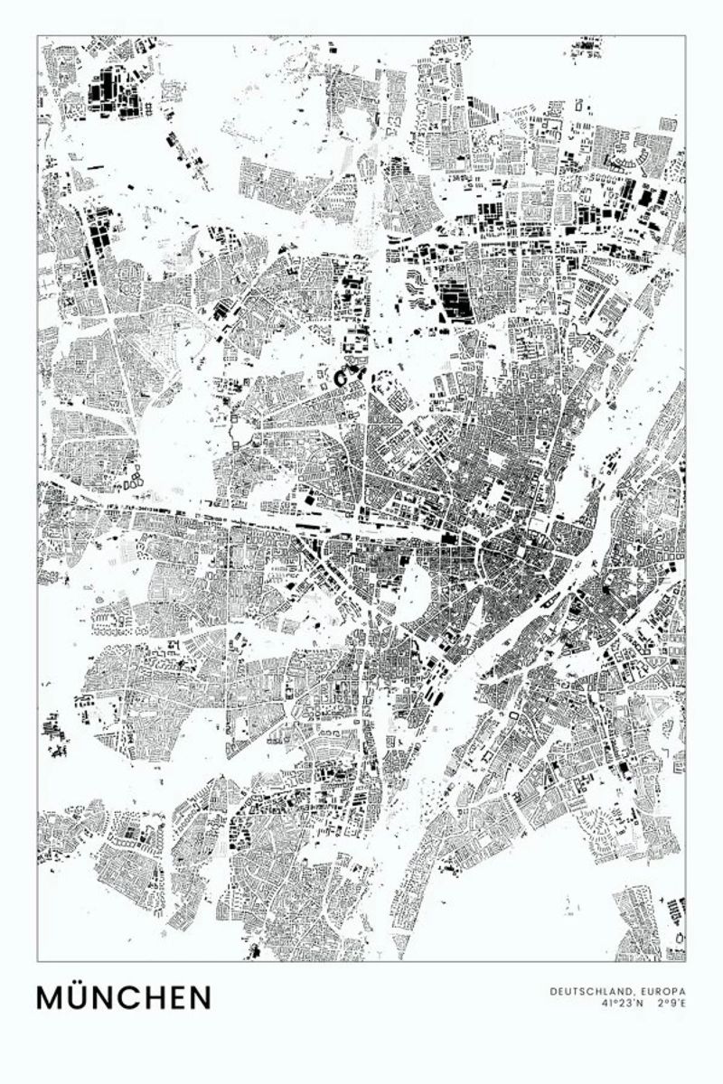 München Poster von The Cartography Collection