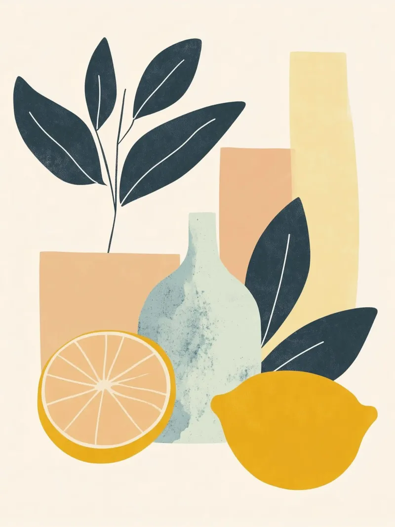 Minimalist still life : Summer freshness and lemons 🍋🌿 poster by studiofox