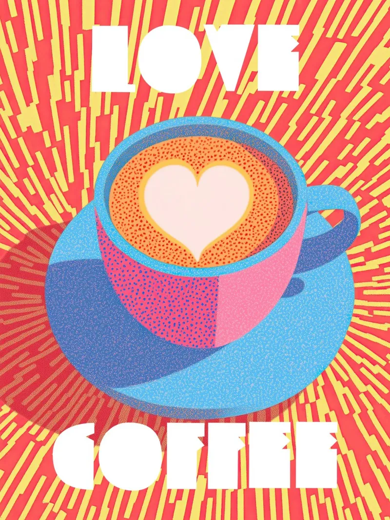 Poster pop art sul caffè - Energia creativa e audace in cucina pellicola backlit da Kaji
