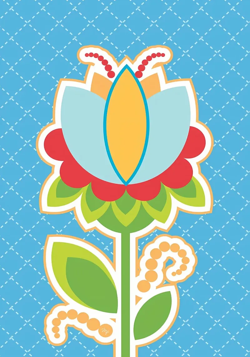 Kleurrijke retro bloem canvas met Baklijst van diedrich