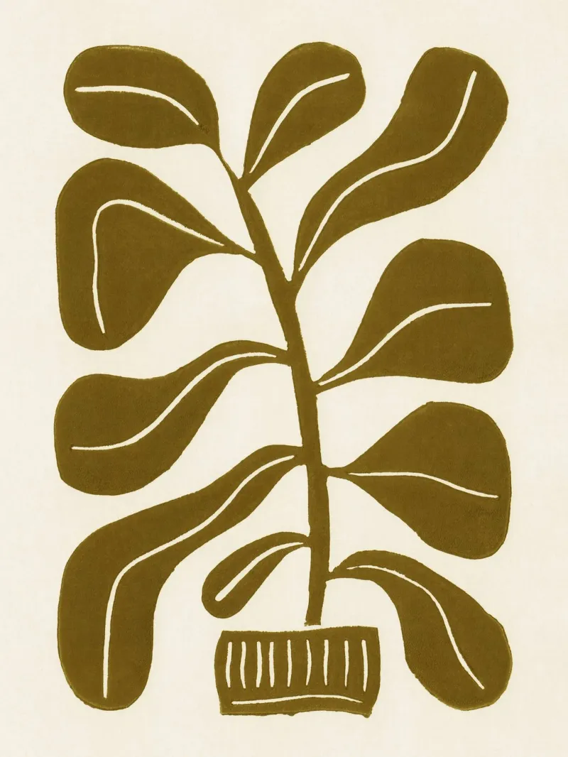 Pianta d'appartamento Linocut #2 plexiglass da Alisa Galitsyna