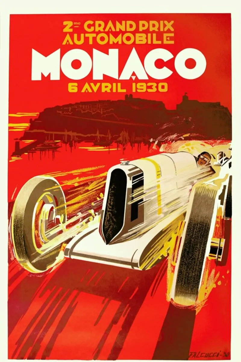 Vintage Monaco 6 April 1930 pellicola backlit da Gallery Print and Art Limited