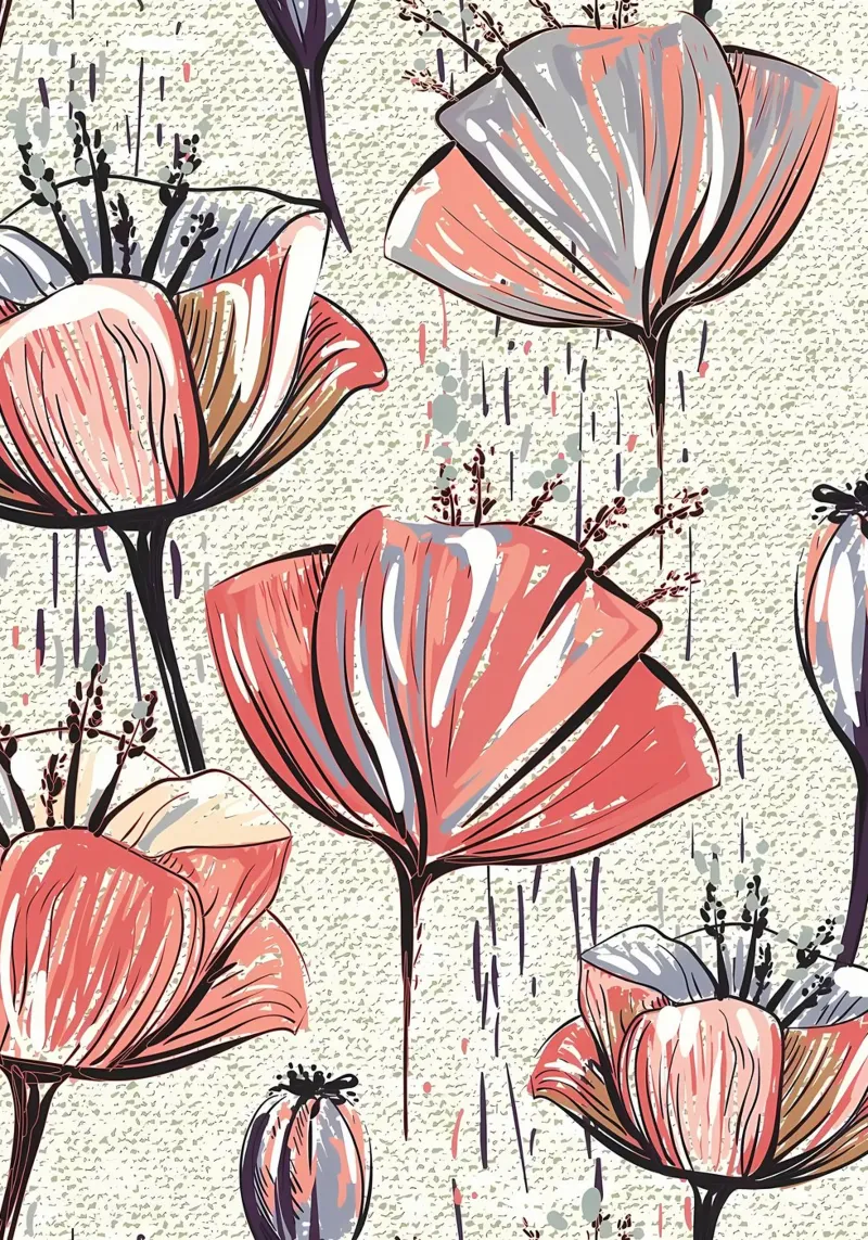 Retro Flower Pattern 05 hahnemühle by diedrich