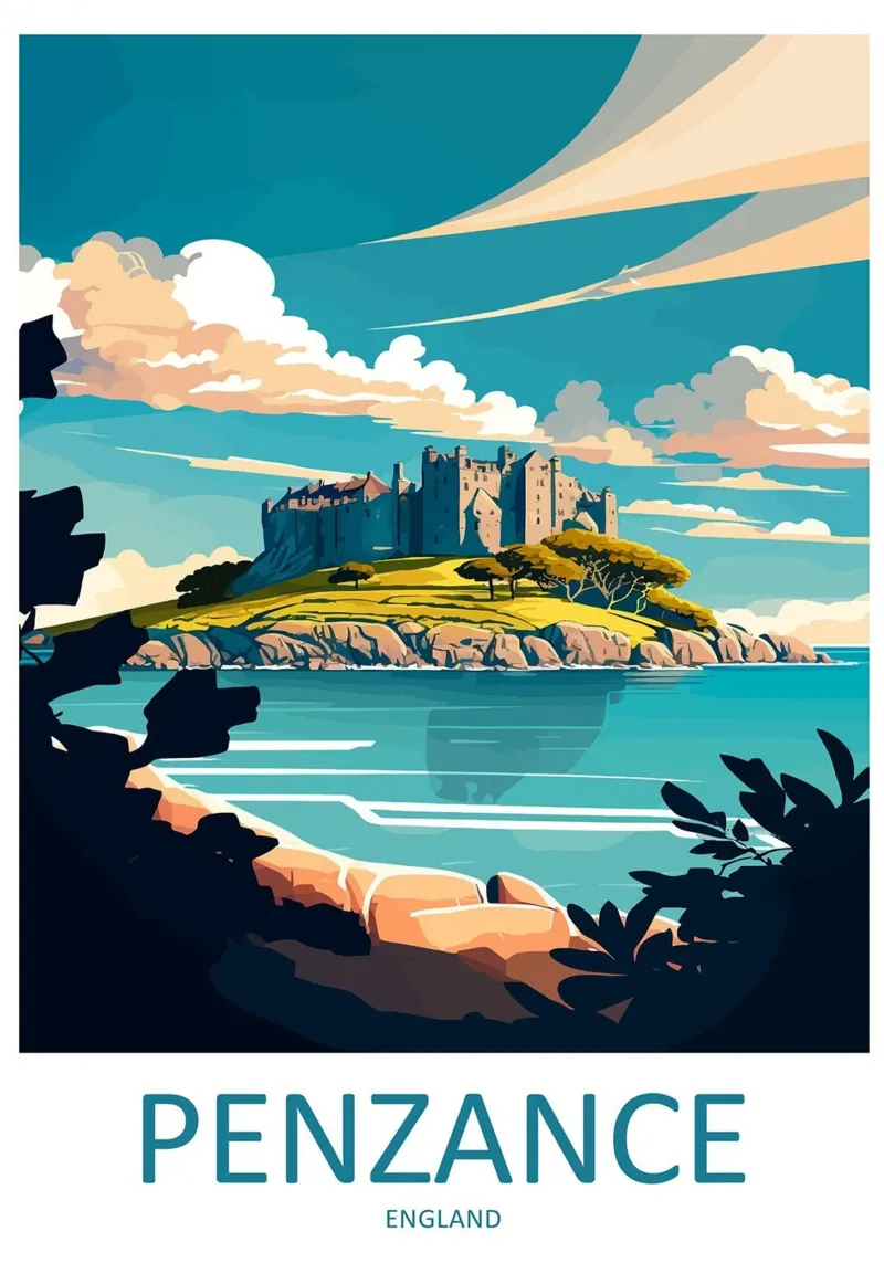 Penzance - England poster con telaio in alluminio da Trending Art Company