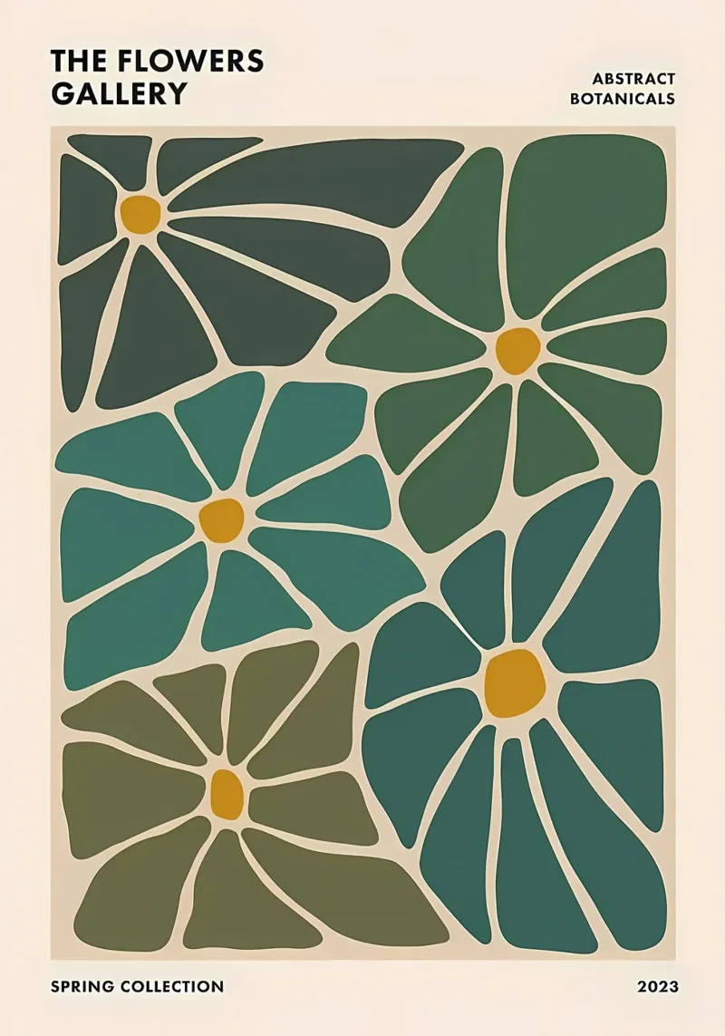 Fiore retrò Funky poster con telaio in legno da diedrich