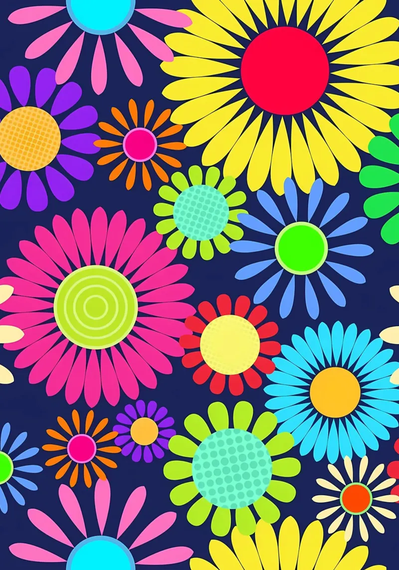 Retro Madeliefje Bloem Zestiger Jaren canvas met Baklijst van diedrich