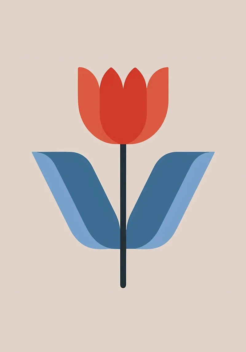 Retro Red Tulip Flower Minimalist Art canvas by diedrich