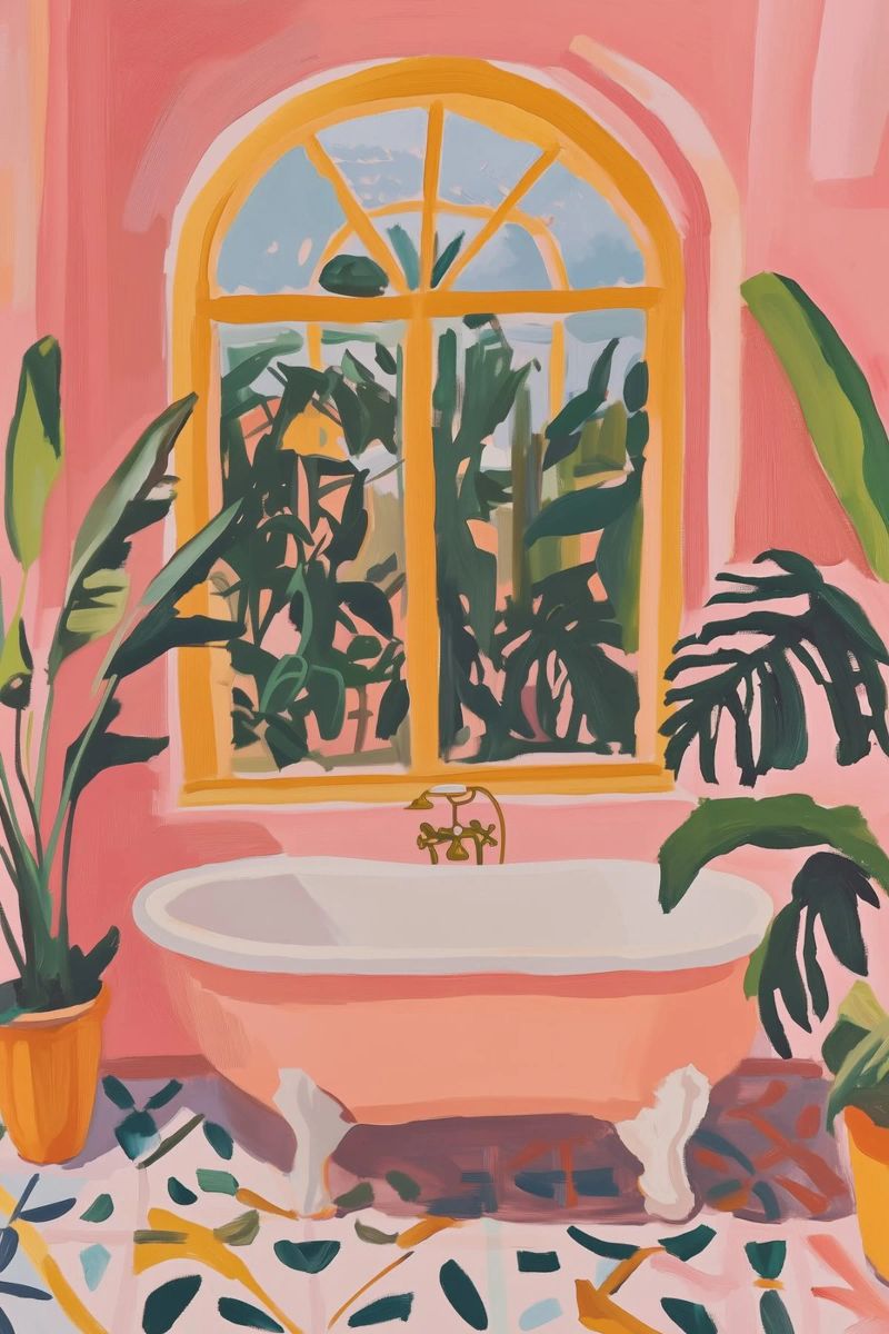 Tropische Kunst im Badezimmer Poster von Melloi Art Print
