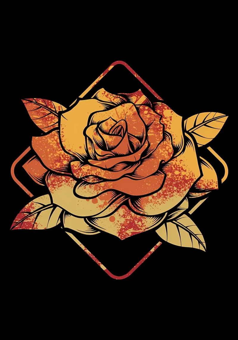 Rose da giardino retrò poster con telaio in legno da diedrich