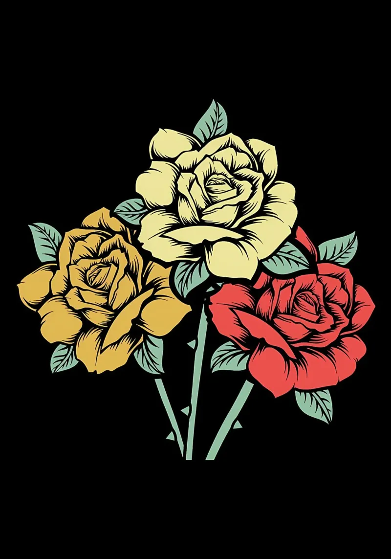 Rose da giardino retrò poster con telaio in legno da diedrich