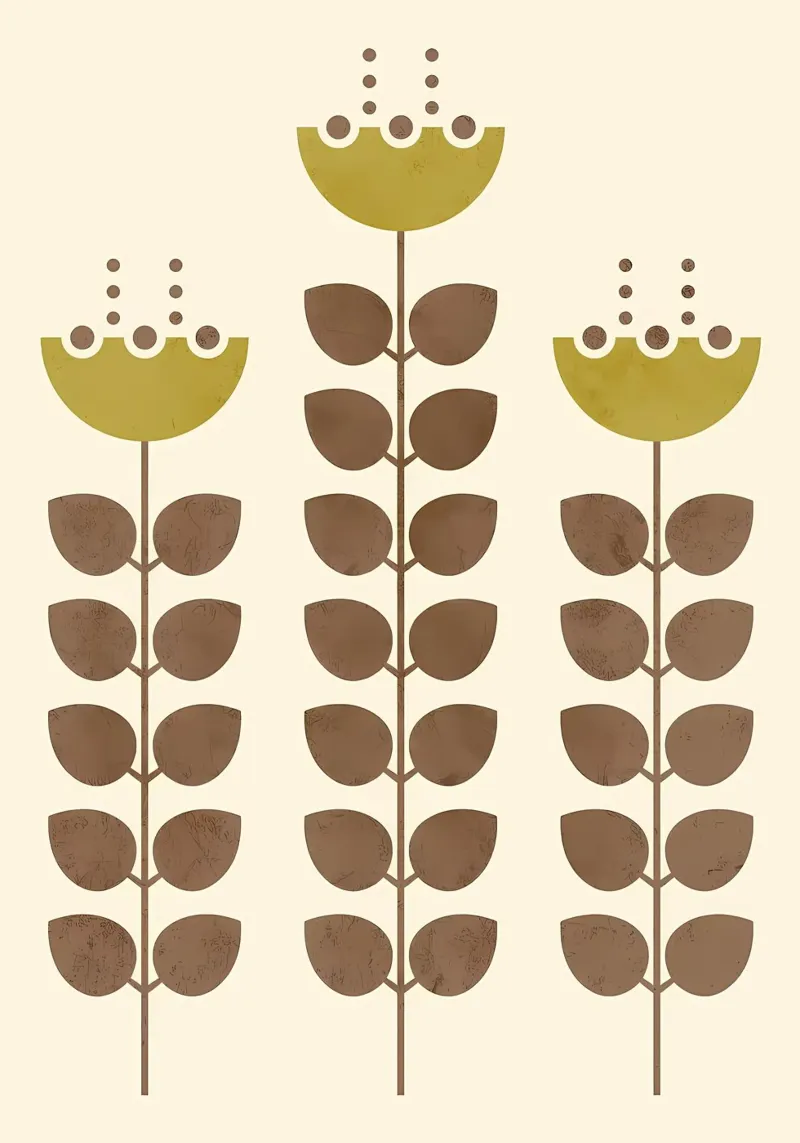 Retro moderno a tre fiori carta hahnemühle da diedrich