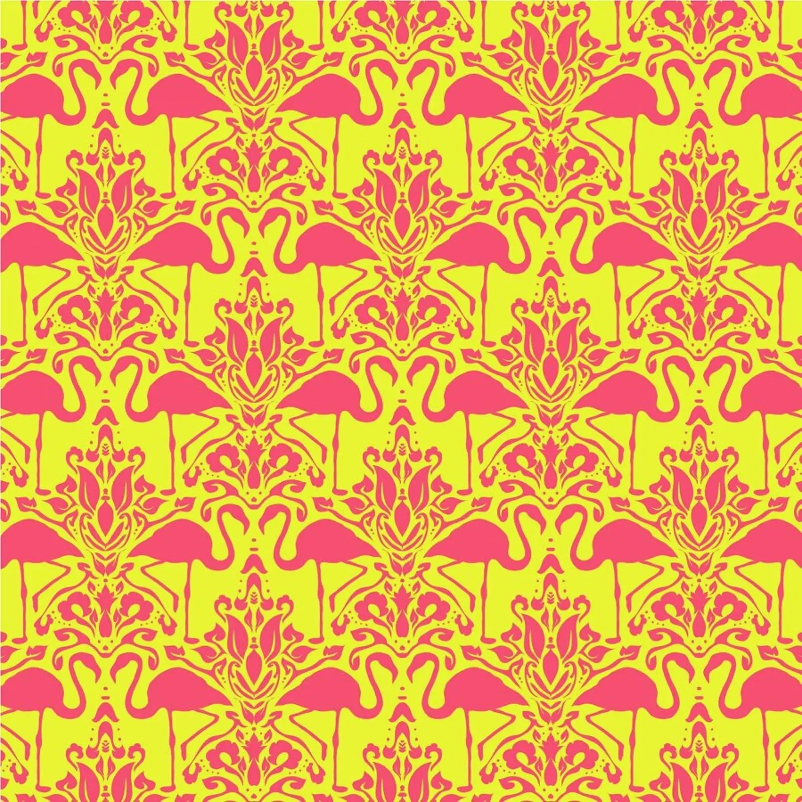 Flamingo Damask - yellow pellicola backlit da Jacqueline Maldonado