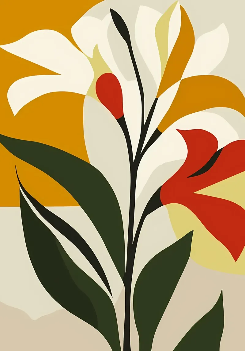 Abstracte Minimal Bloemsierkunst canvas van diedrich