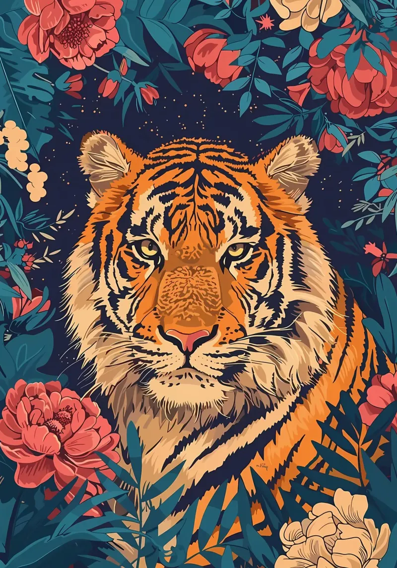 Tigre in fiore carta hahnemühle da diedrich