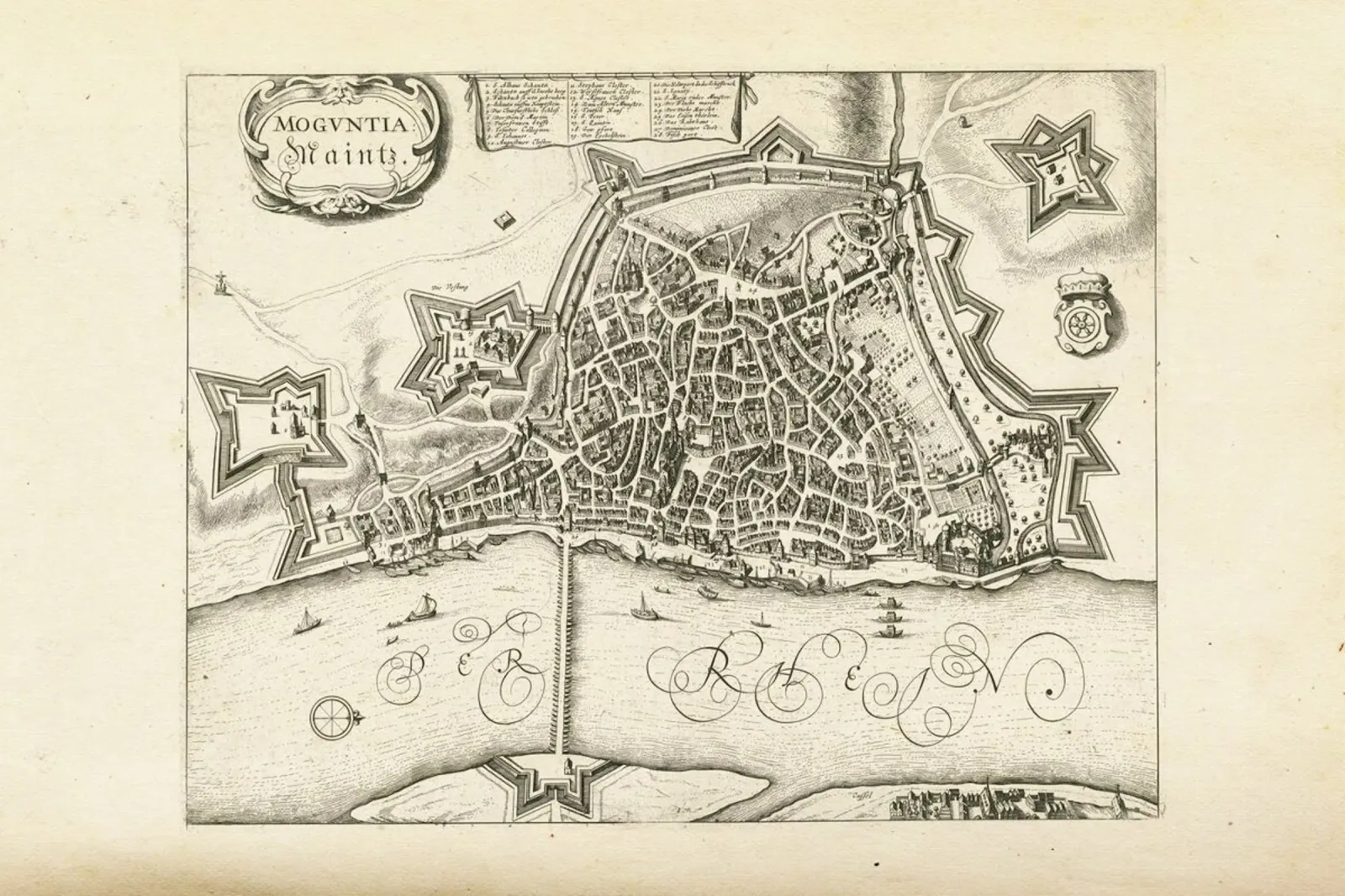 Mainz, Germany, 1657 - 1690 poster con telaio in legno da Artokoloro Quint Lox Ltd