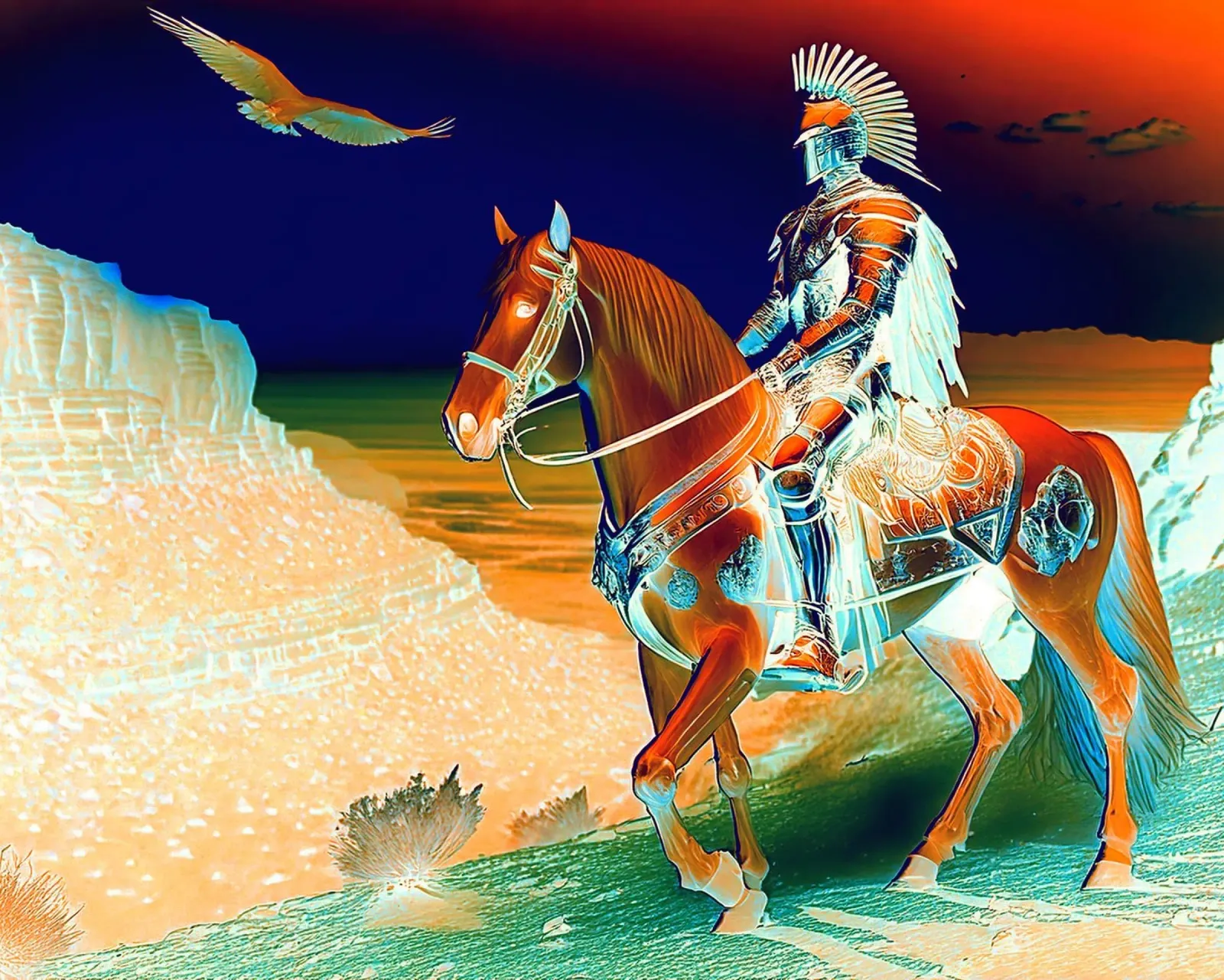 CHEVALIER SUR UN CHEVAL. DESSIN. pellicola backlit da Thierry vobmann photography