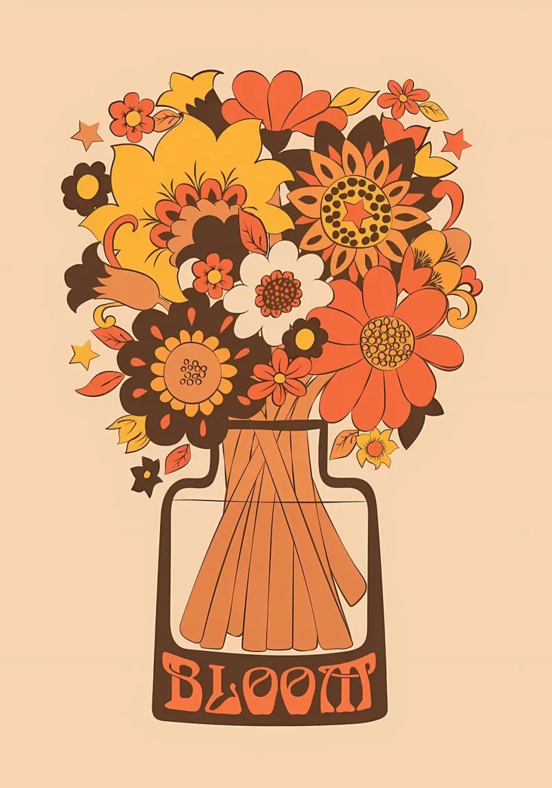 Vaso per fiori Bloom 70s tela con Cornice a cassetta da diedrich