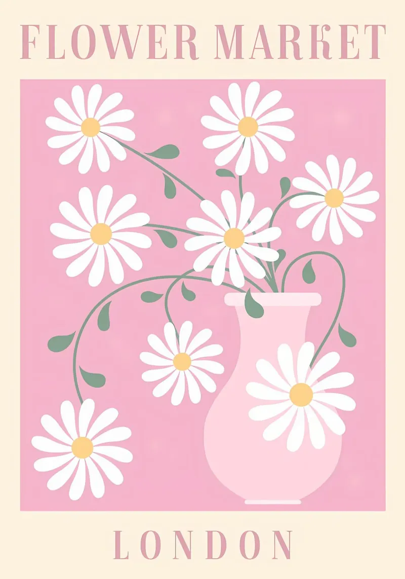 Mercato dei fiori di Londra Vintage Cute Cool poster con telaio in legno da diedrich