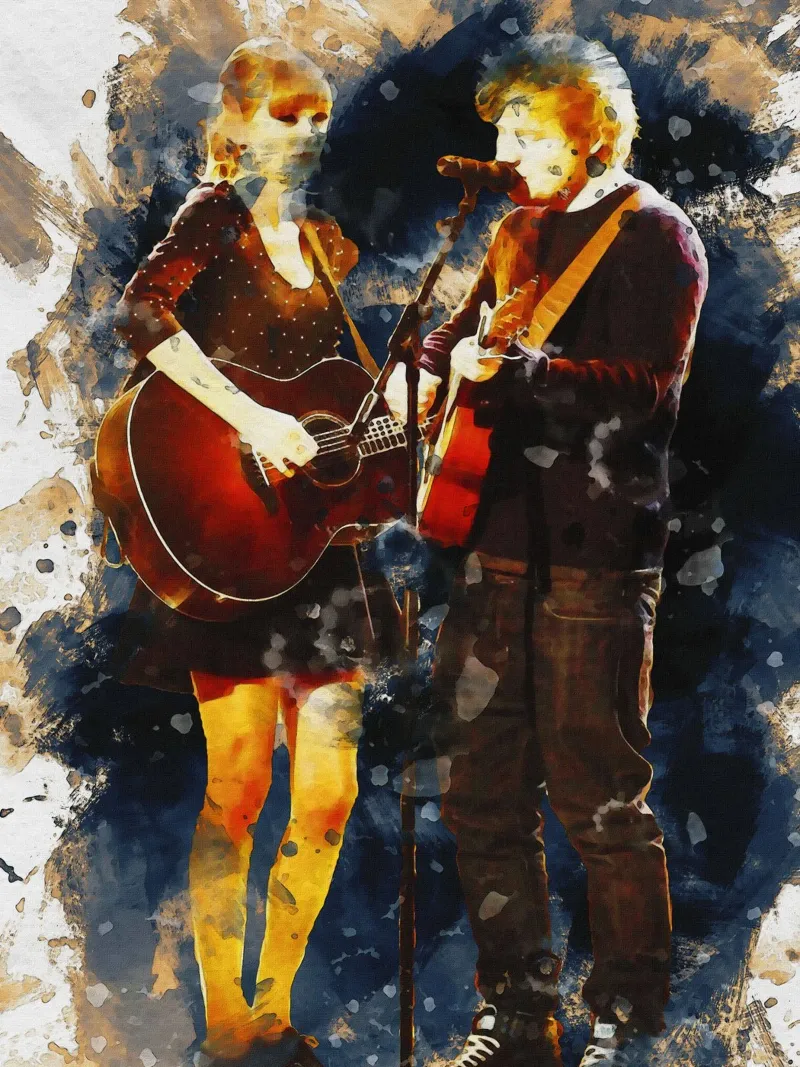 Smudge Of Taylor Swift and Ed Sheeran canvas by Gunawan Rb
