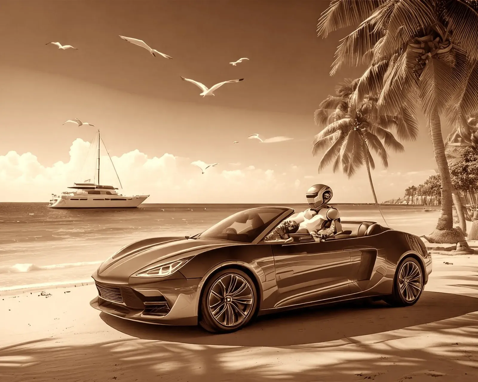 ROBOT AU VOLANT. SEPIA. pellicola backlit da Thierry vobmann photography