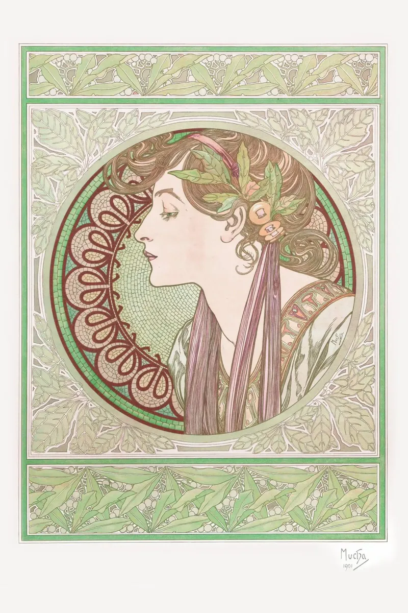 Alfons Mucha - Alloro poster con telaio in legno da Old Masters