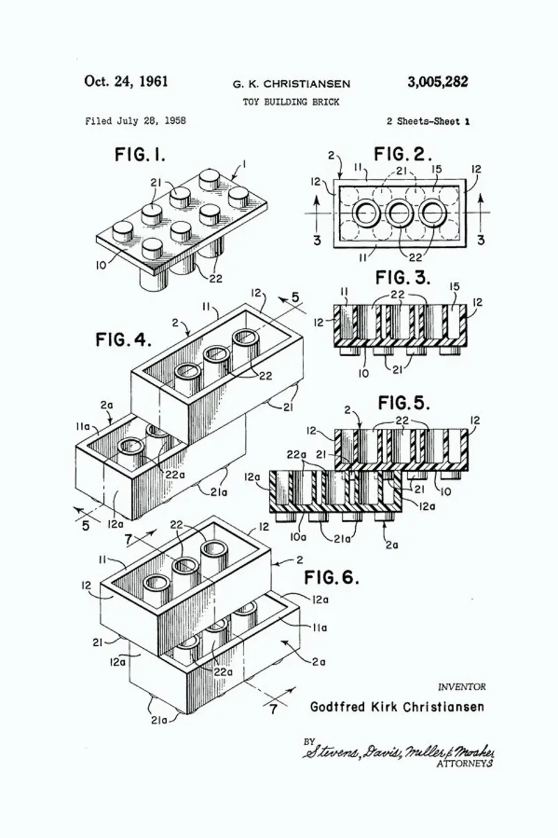 Lego PRINT BW canvas met Baklijst van Florent Bodart